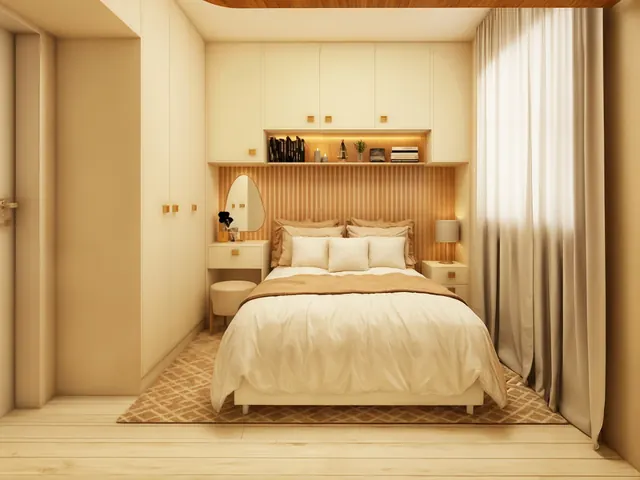 Apartamento Compacto: Tons de areia e madeira clara para ampliar um apartamento de metragem reduzida.